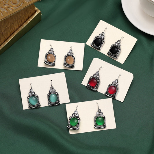 Assorted Color 5 Pairs Of Oxidised Earrings (GSE1205CMB)