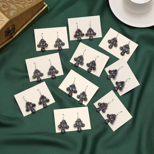Assorted Color 10 Pairs Of Oxidised Earrings (GSE1206CMB)