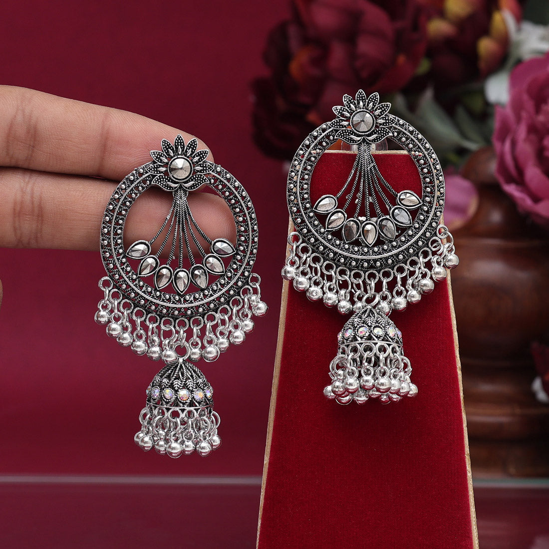 Silver Color Oxidised Earrings (GSE2900SLV)