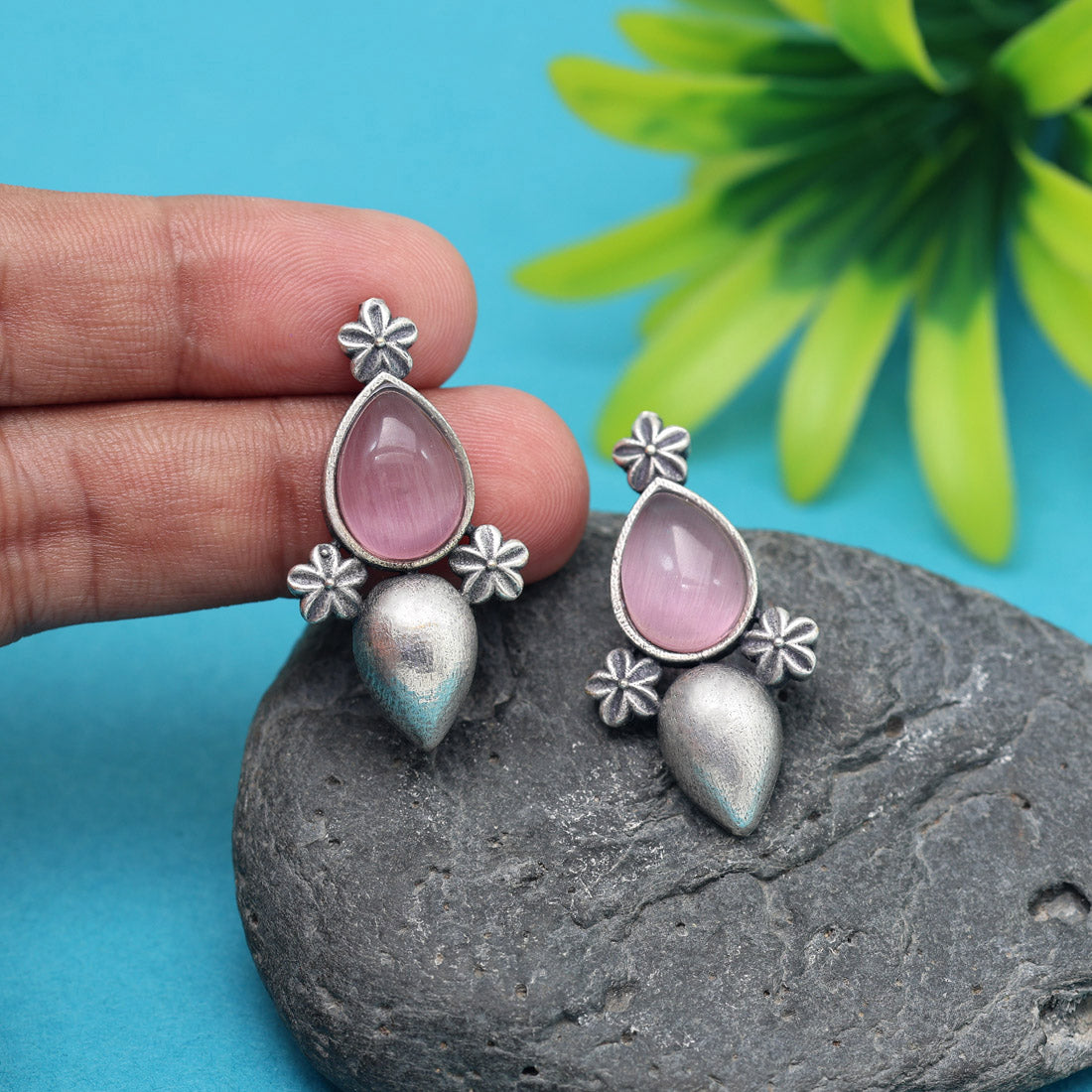 Pink Color Oxidised Earrings (GSE2927PNK)