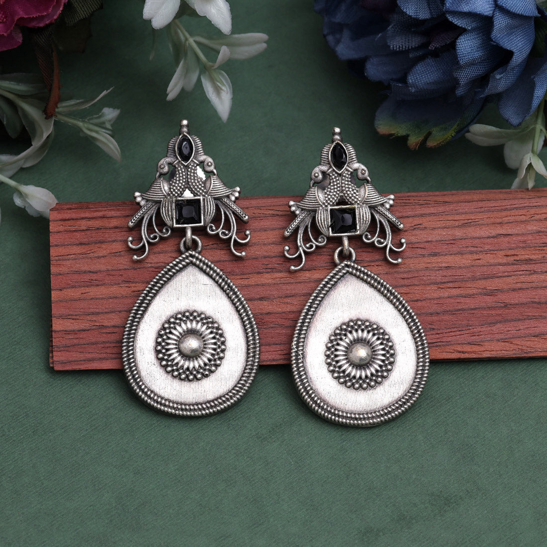 Black Color Oxidised Earrings (GSE2938BLK)