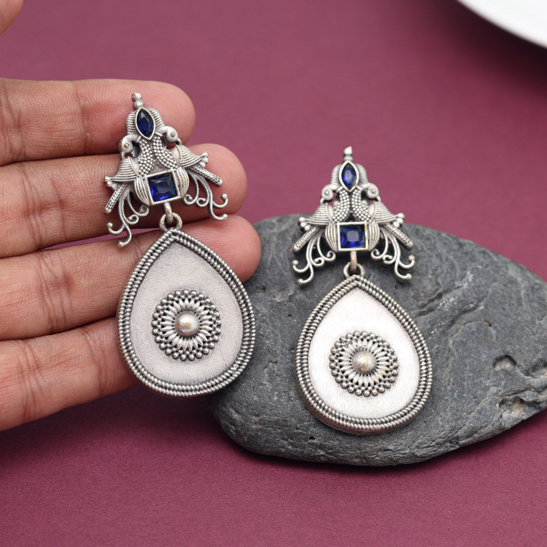Blue Color Oxidised Earrings (GSE2938BLU)