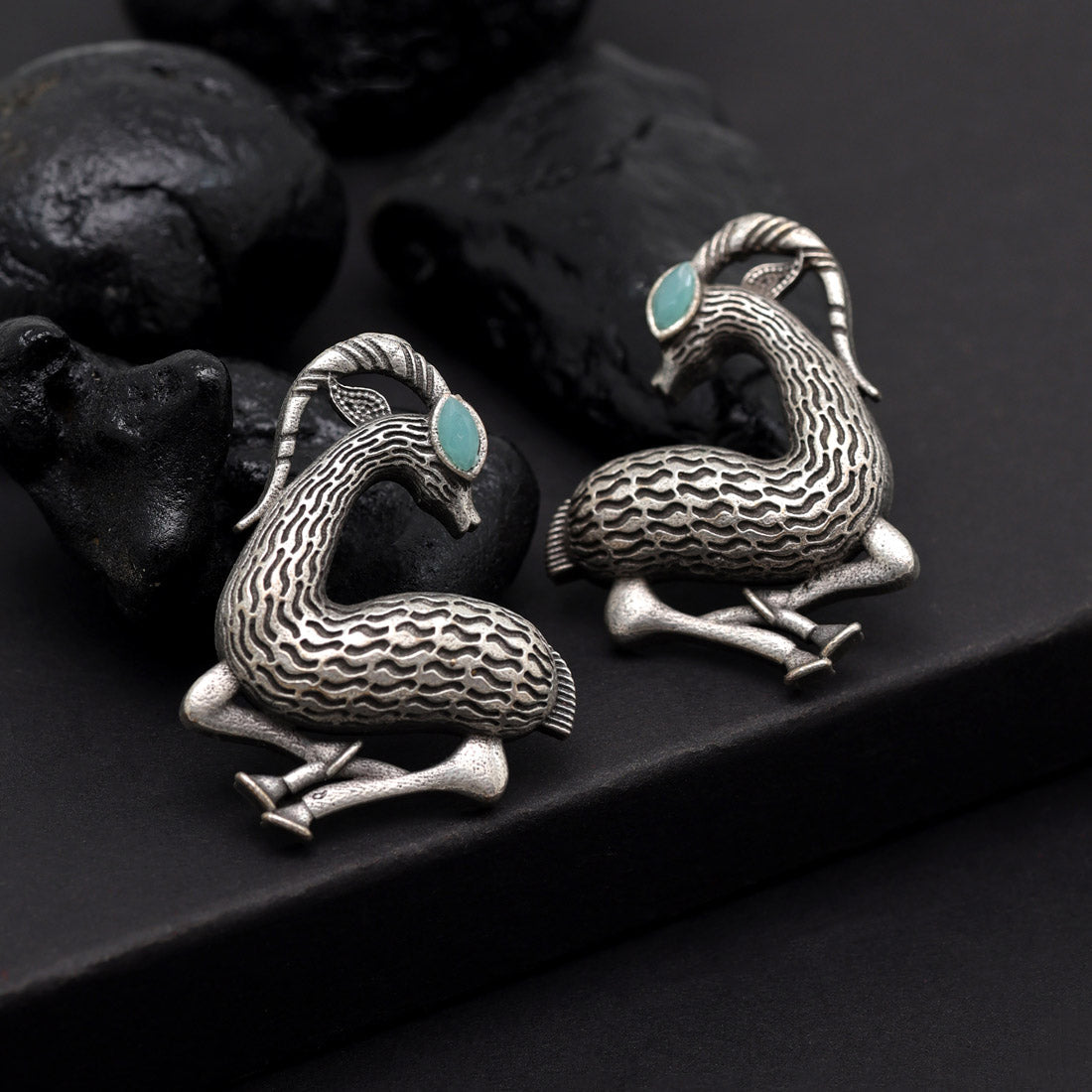 Sky Blue Color Oxidised Earrings (GSE2953SBLU)