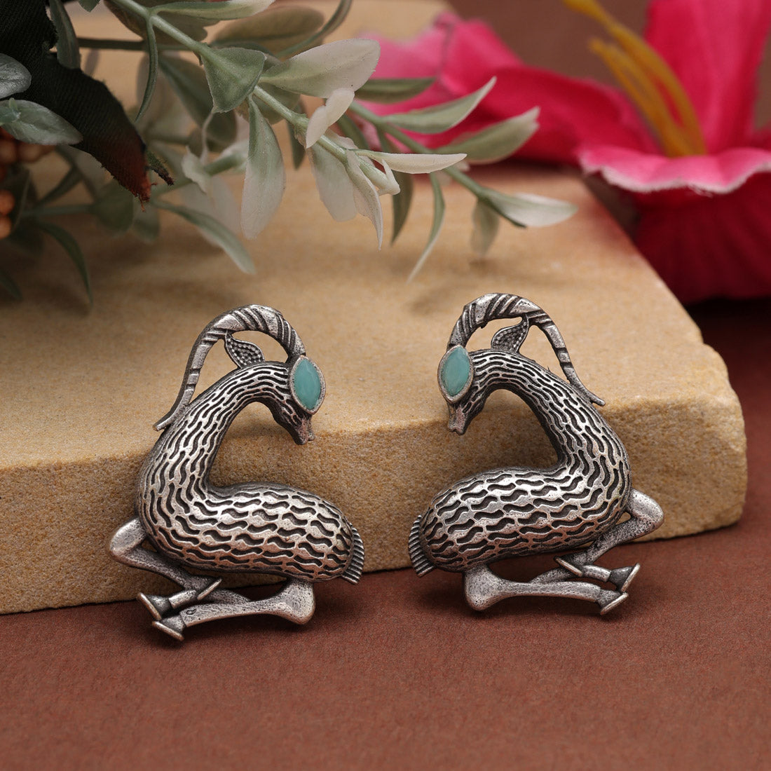 Sky Blue Color Oxidised Earrings (GSE2953SBLU)