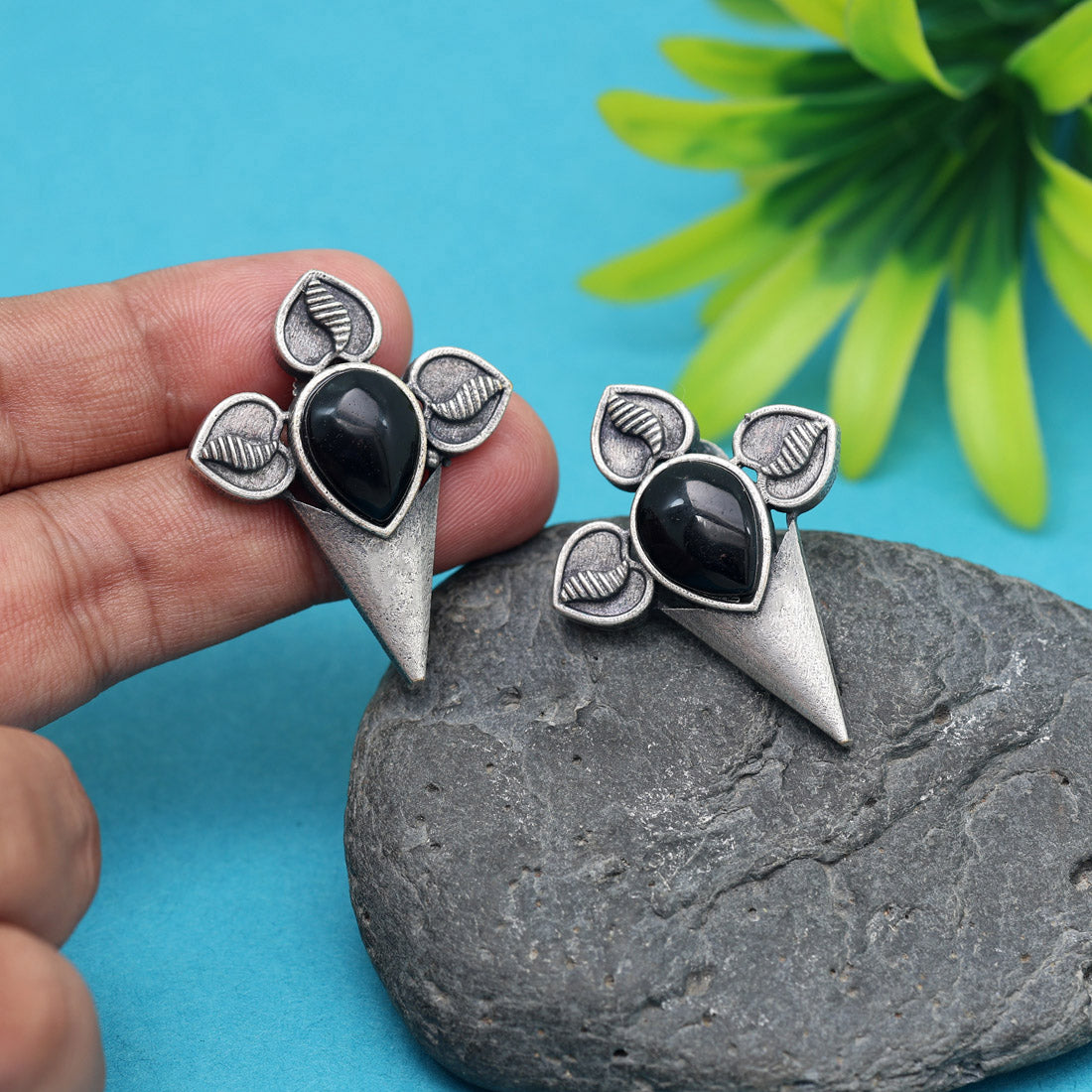 Black Color Oxidised Earrings (GSE2960BLK)