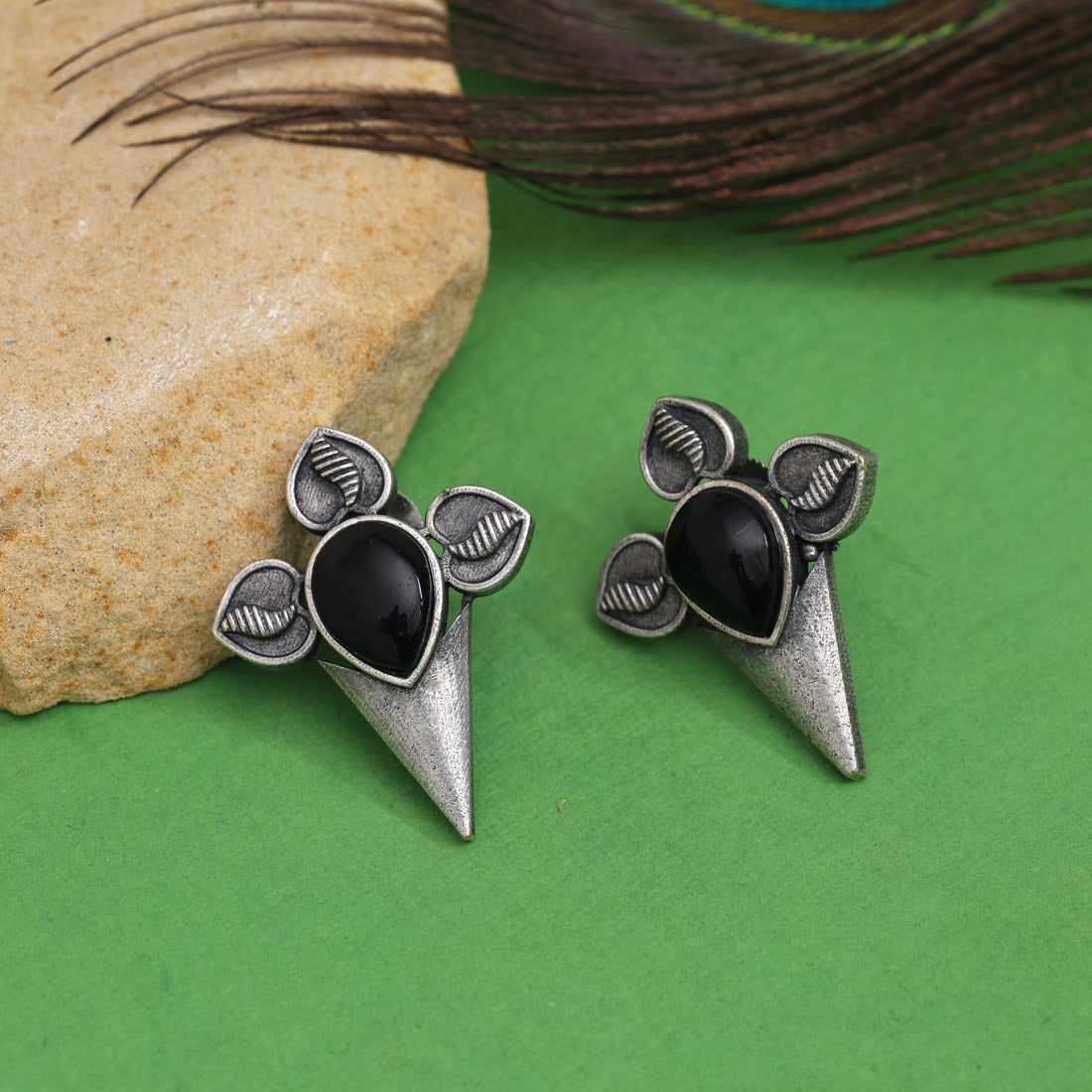Black Color Oxidised Earrings (GSE2960BLK)