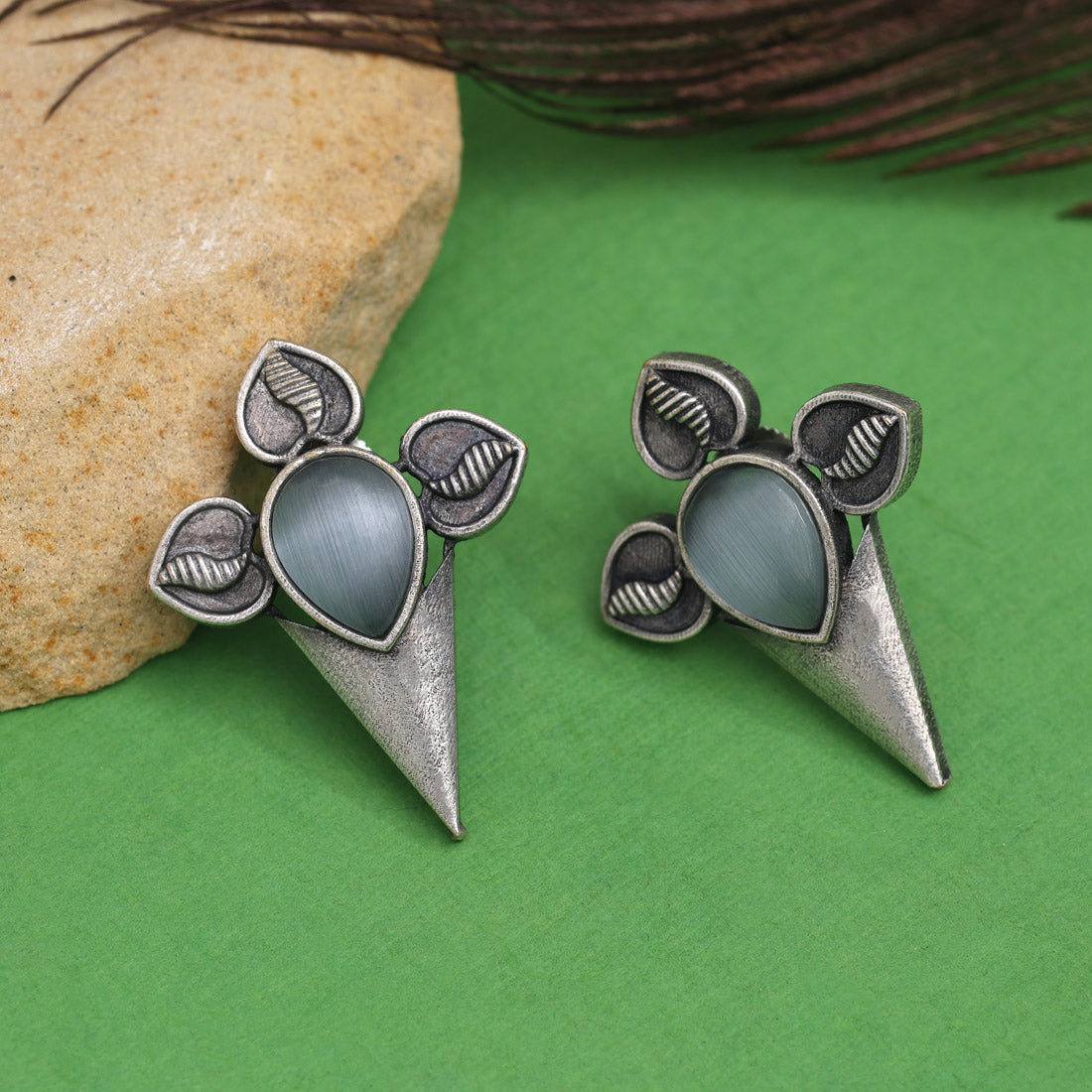 Gray Color Oxidised Earrings (GSE2960GRY)