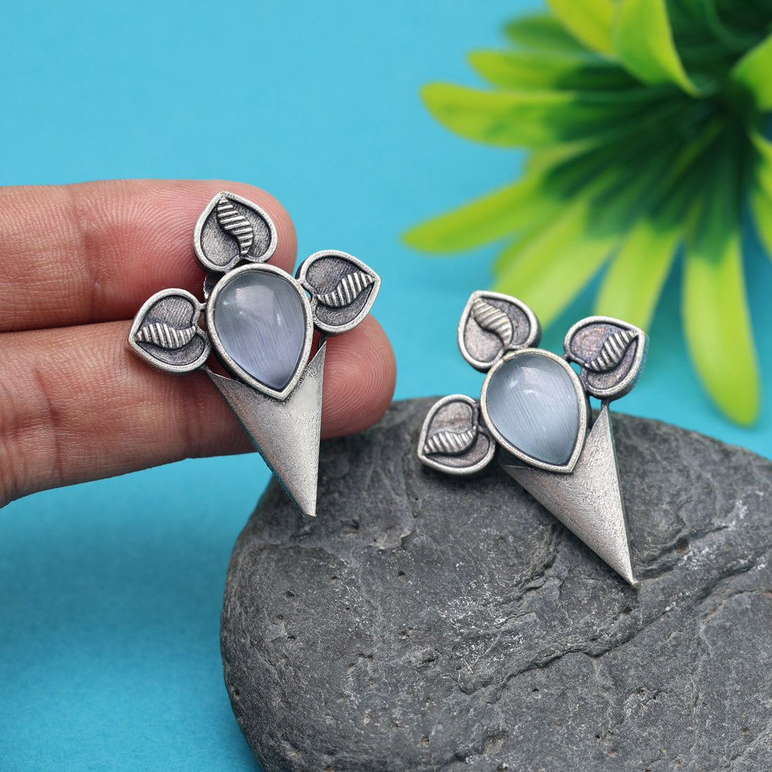 Gray Color Oxidised Earrings (GSE2960GRY)