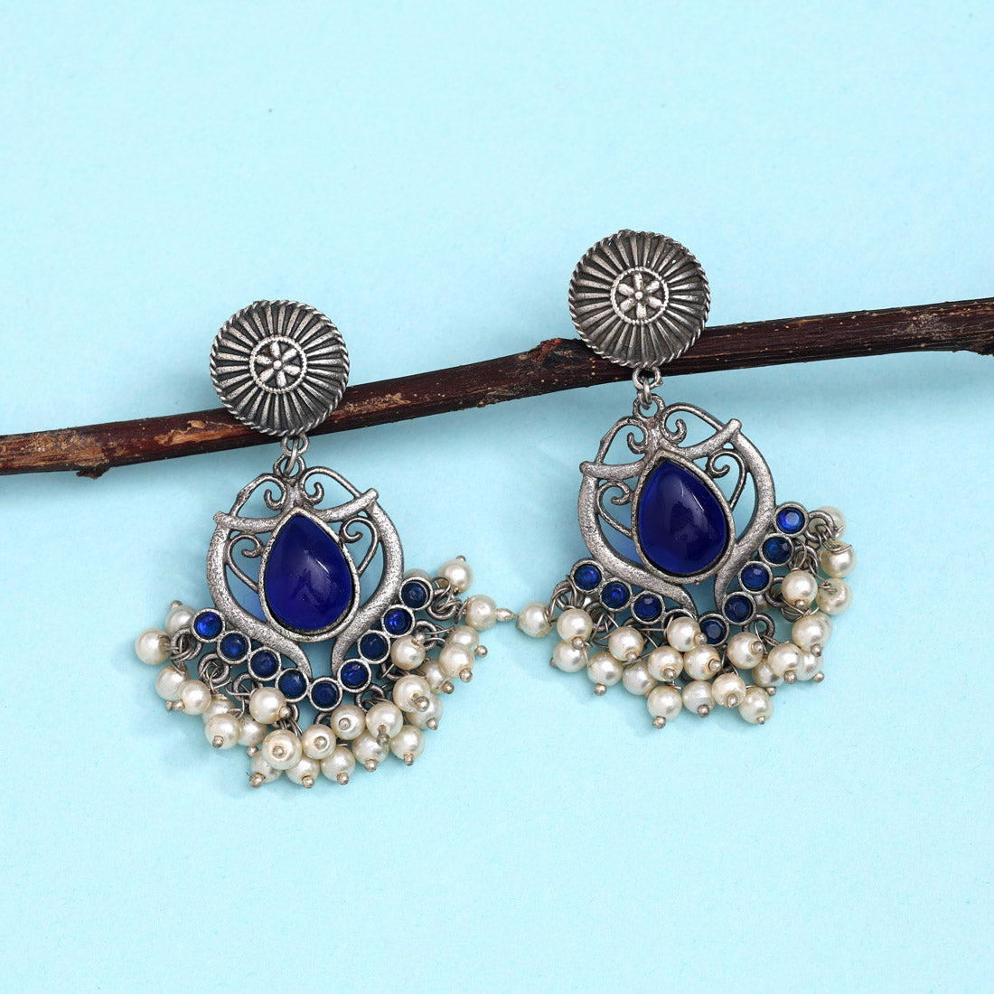 Blue Color Oxidised Earrings (GSE2961BLU)