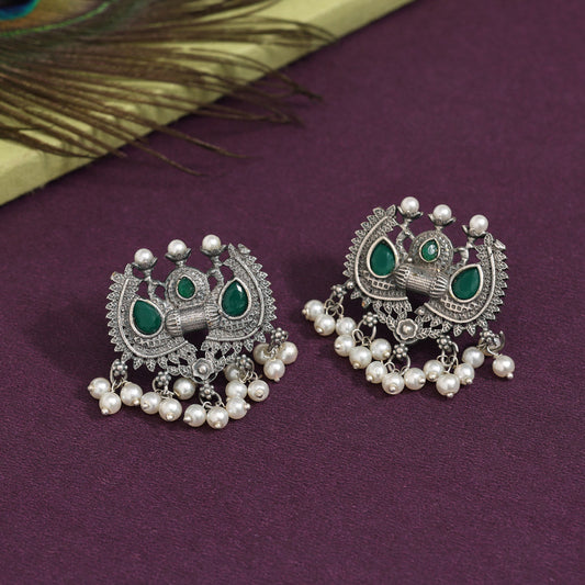 Green Color Oxidised Earrings (GSE2962GRN)