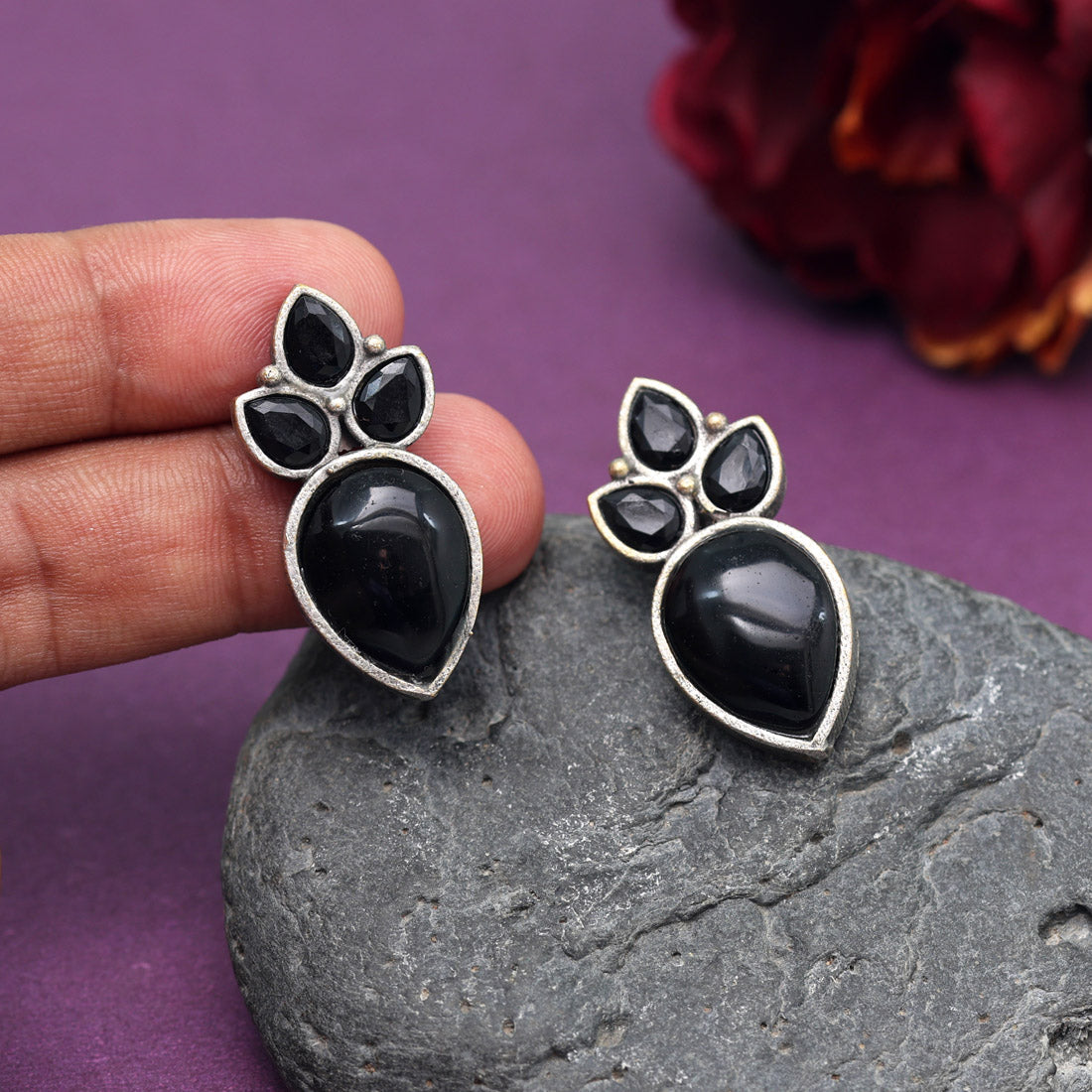 Black Color Oxidised Earrings (GSE2965BLK)