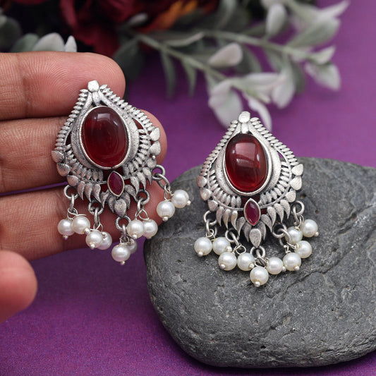 Maroon Color Oxidised Earrings (GSE2970MRN)