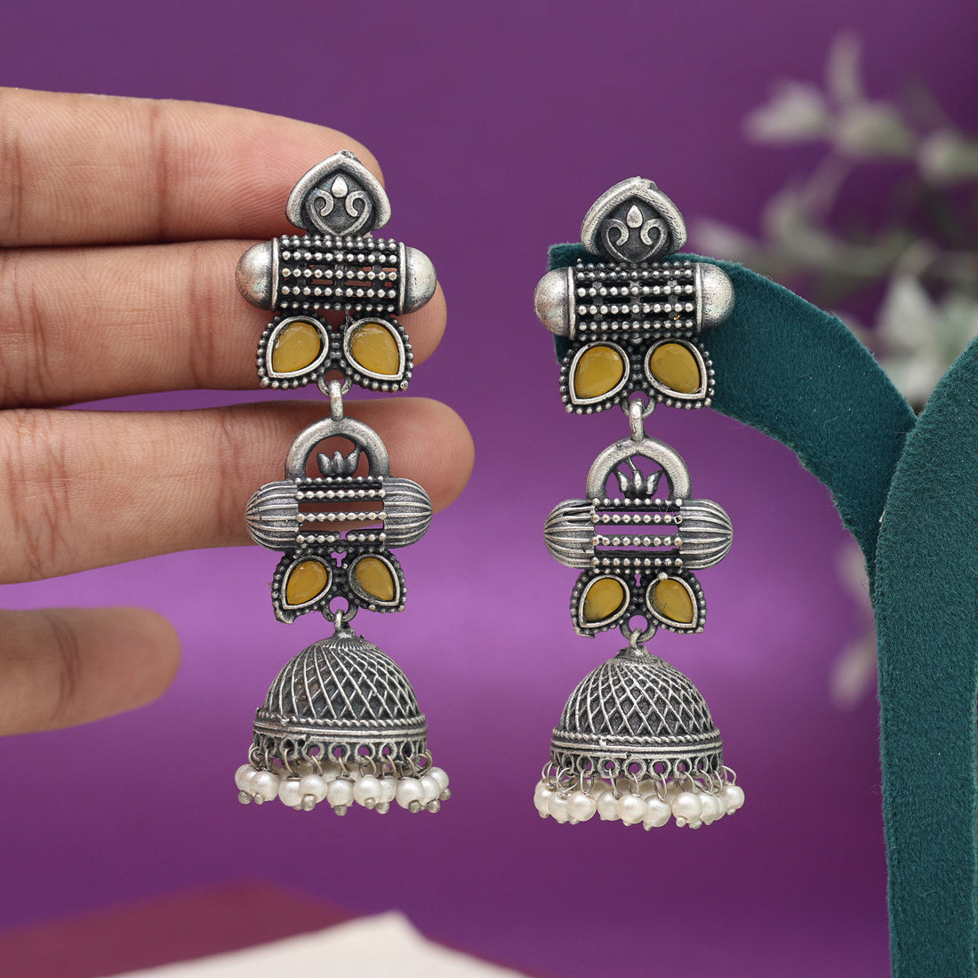 Yellow Color Oxidised Earrings (GSE2972YLW)