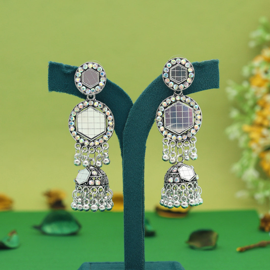 Silver Color Oxidised Earrings (GSE2985SLV)