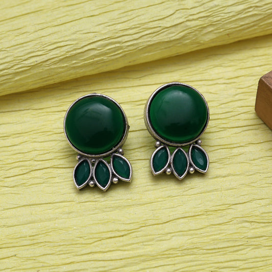 Green Color Oxidised Earrings (GSE2991GRN)