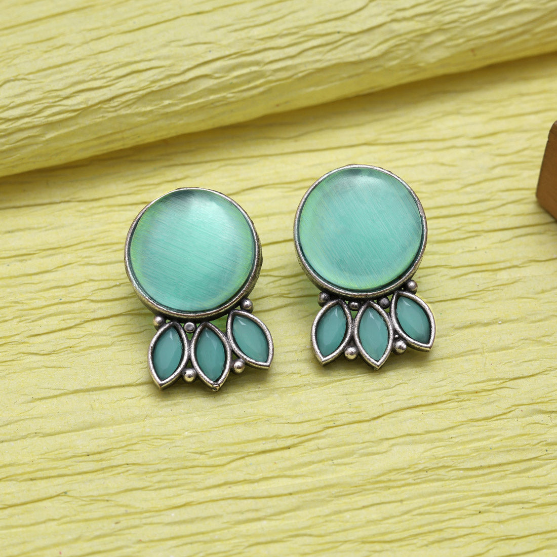 Pista Green Color Oxidised Earrings (GSE2991PGRN)