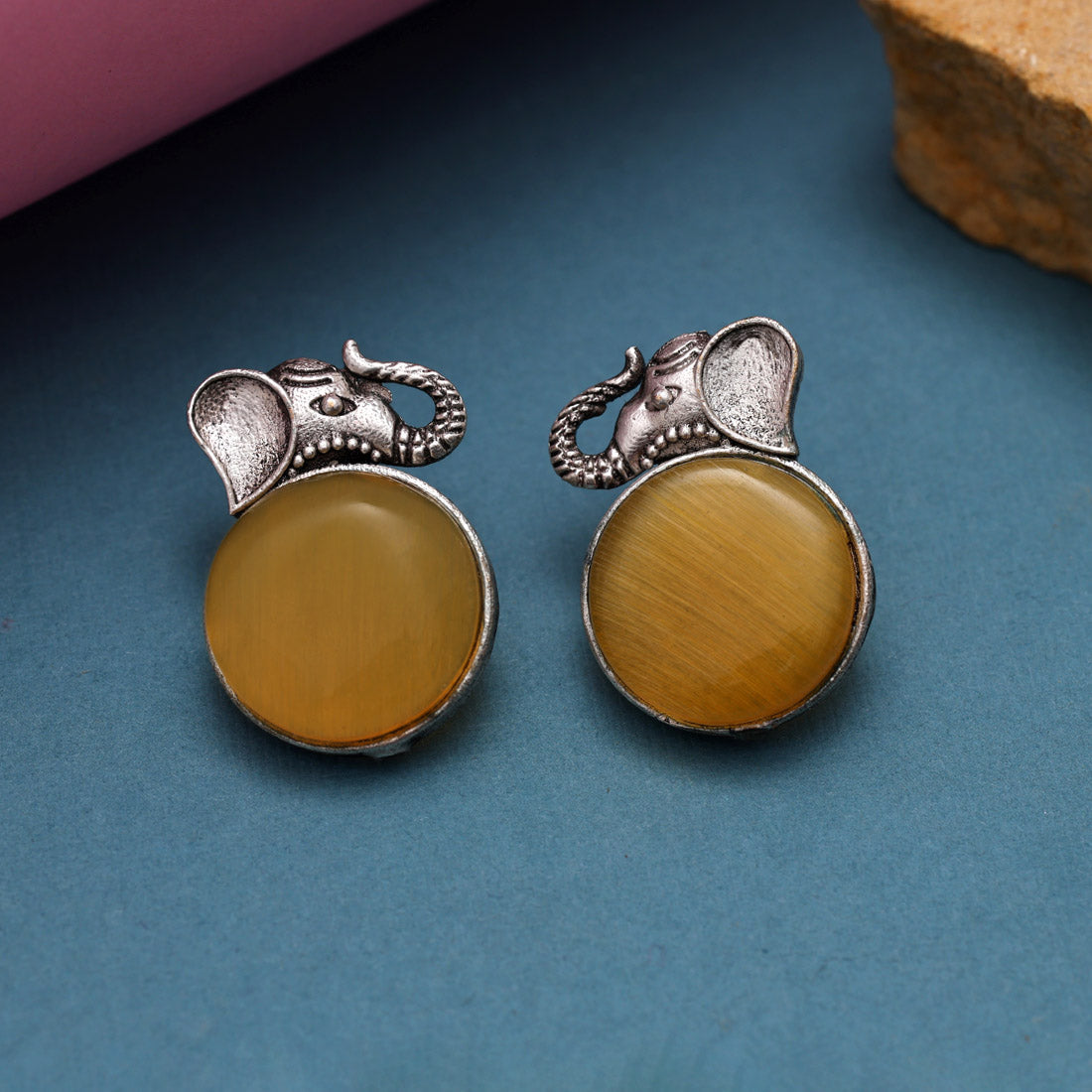 Mustard Yellow Color Oxidised Earrings (GSE2993MYLW)