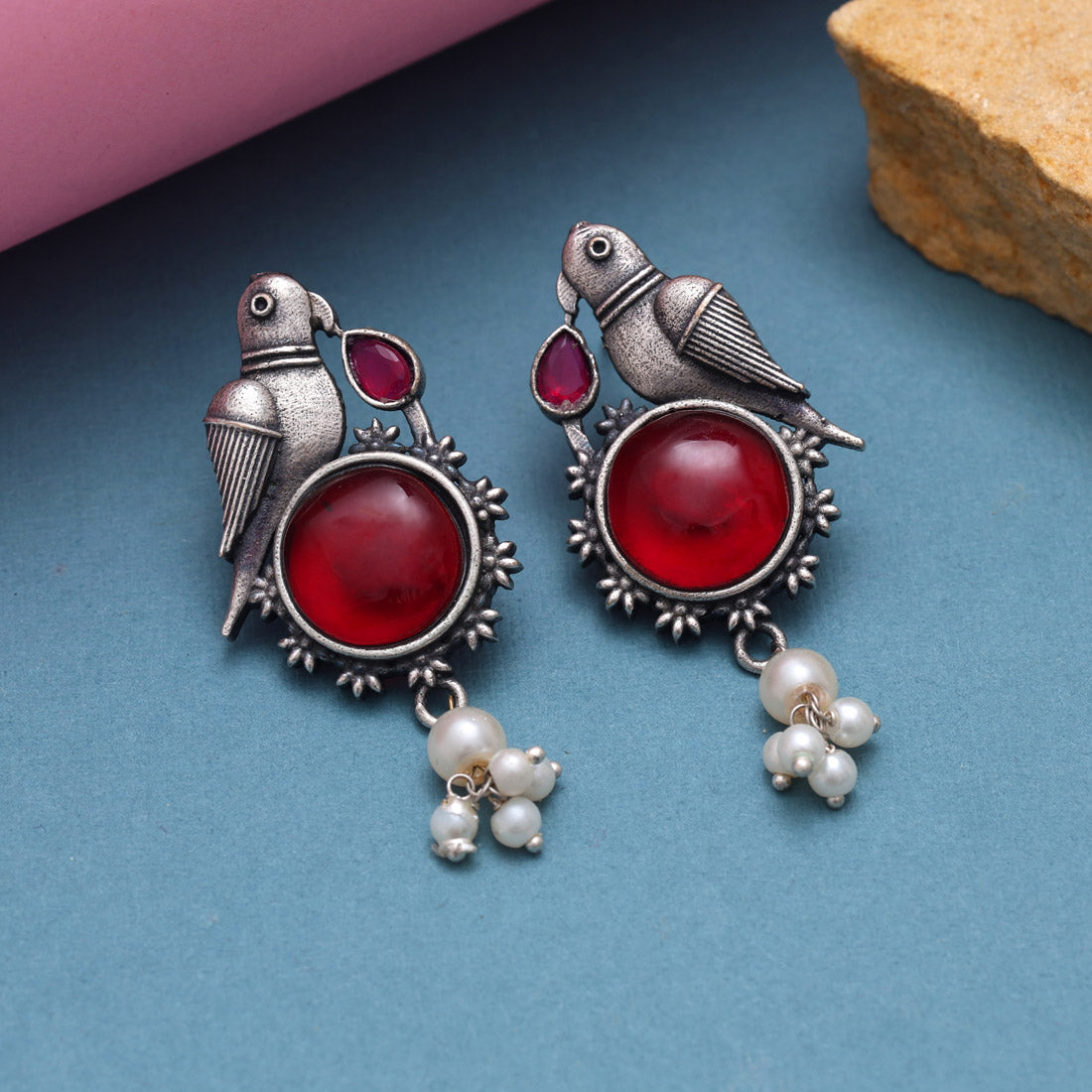 Maroon Color Oxidised Earrings (GSE2994MRN)