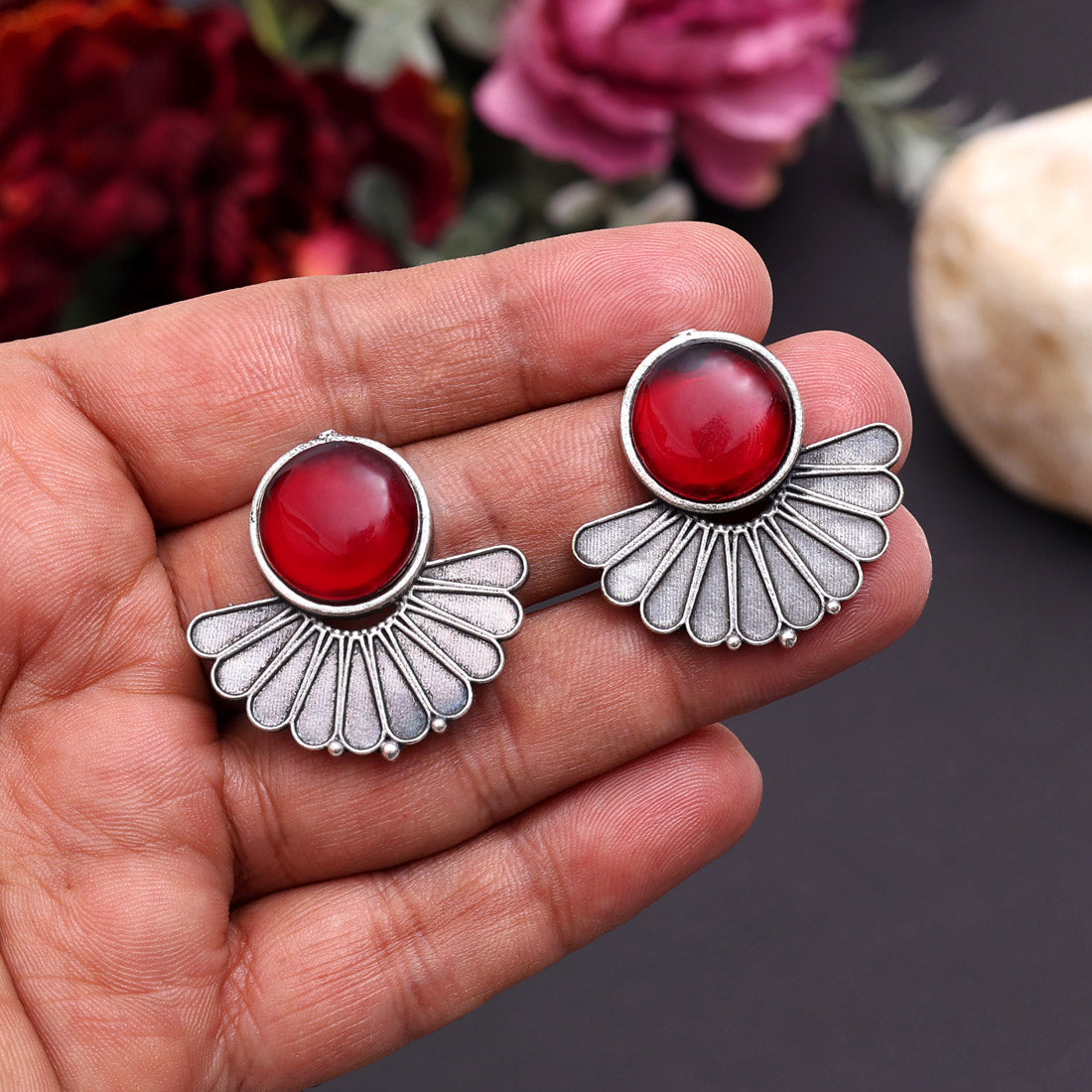 Maroon Color Oxidised Earrings (GSE2995MRN)