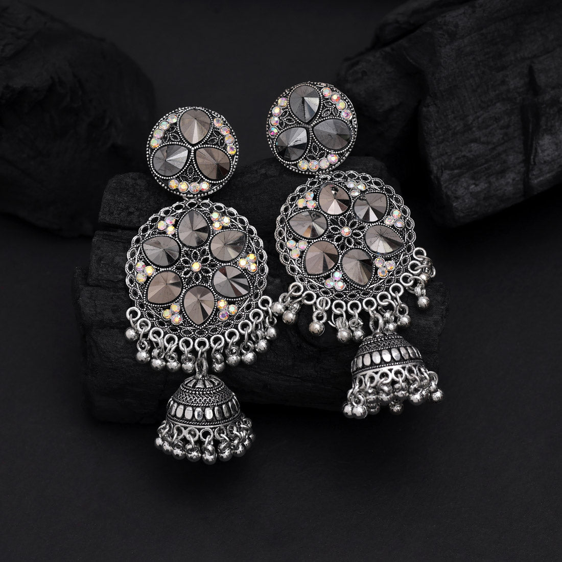 Silver Color Oxidised Earrings (GSE3024SLV)