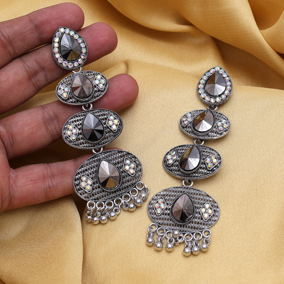 Silver Color Oxidised Earrings (GSE3025SLV)