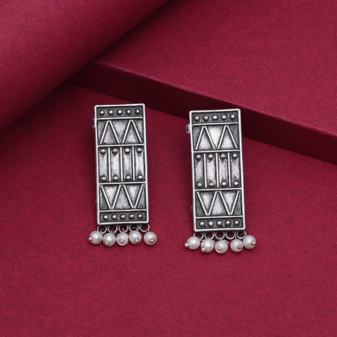 Oxidised Silver Color Lightweight Statement Design Ethnic Fashion Earrings