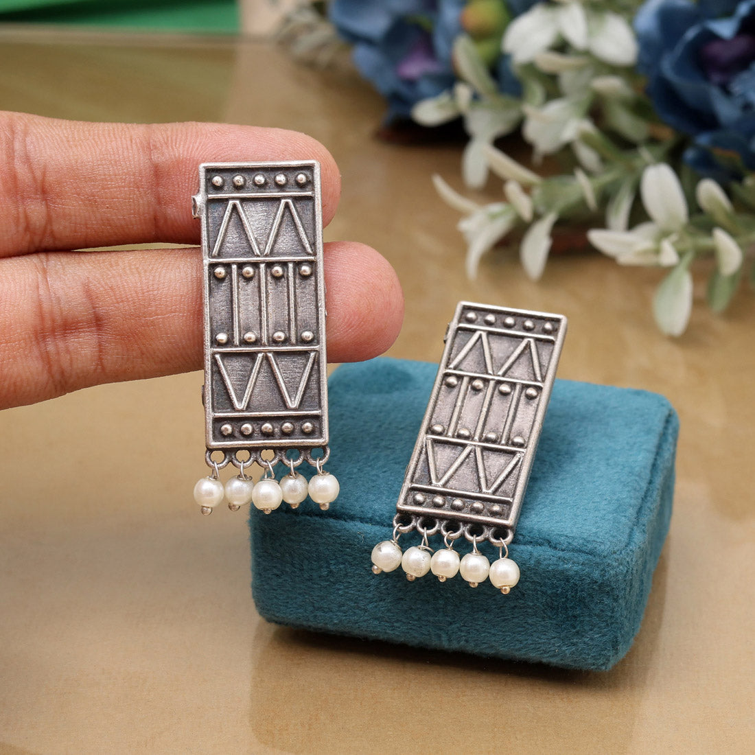 Oxidised Silver Color Lightweight Statement Design Ethnic Fashion Earrings