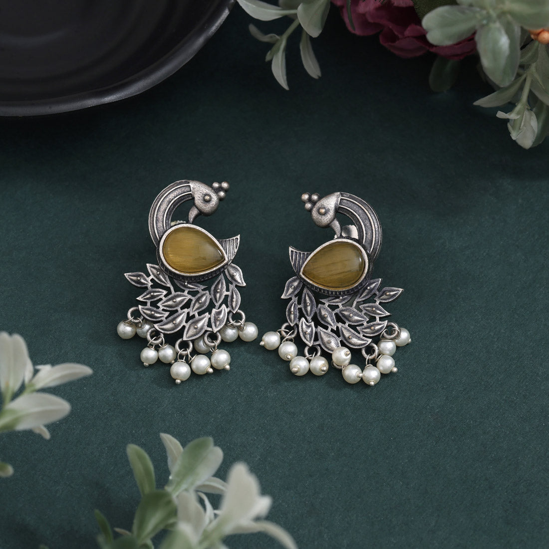 Bright Mustard Yellow Color Oxidised Earrings For Chic Ethnic Fashion