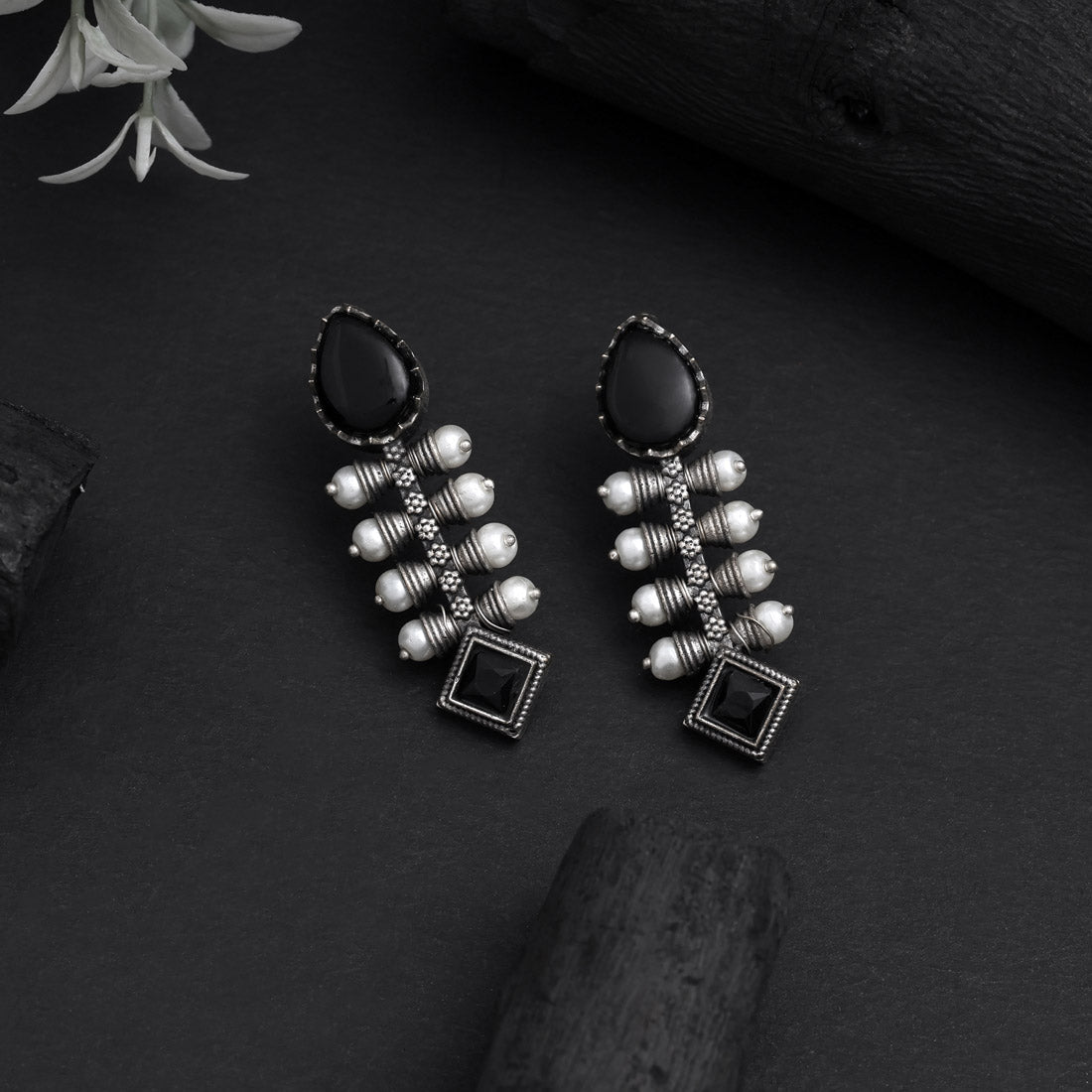 Stunning Black Color Oxidised Earrings For Everyday Or Party Wear