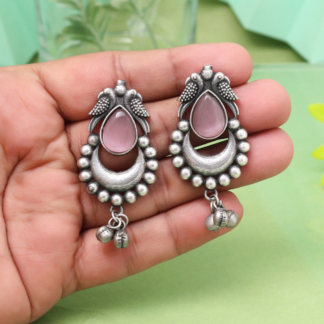 Pink Color Oxidised Earrings For Women Who Love Subtle Fashion