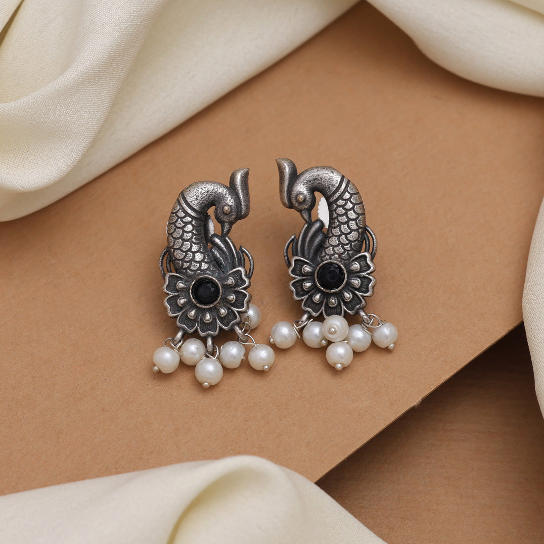 Classy Black Color Oxidised Earrings For Traditional And Party Look
