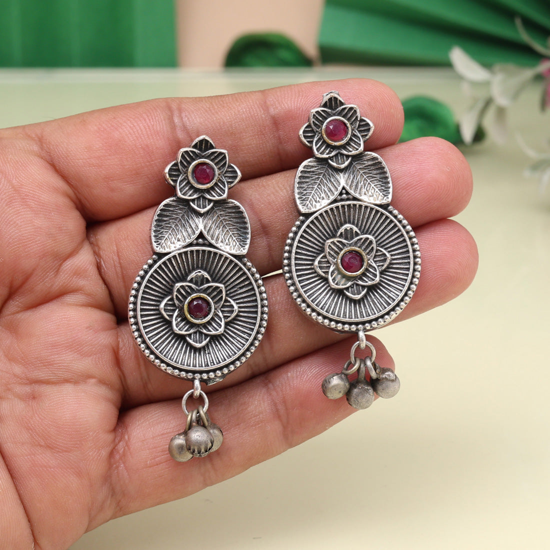 Rani Color Oxidised Earrings For Bridal, Festive, And Daily Wear