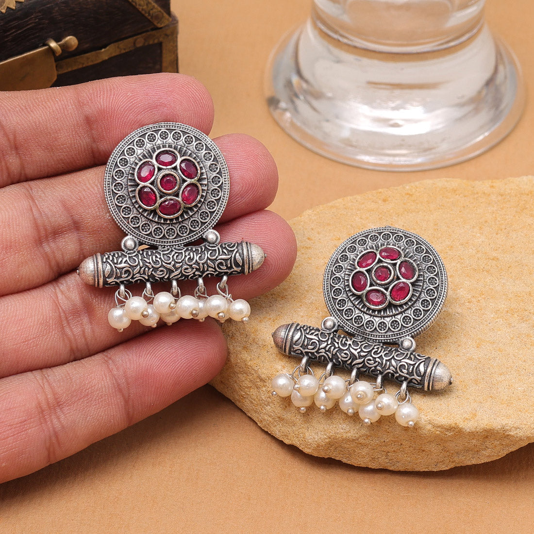Rani Color Oxidised Fashion Earrings With Traditional Charm And Bold Look