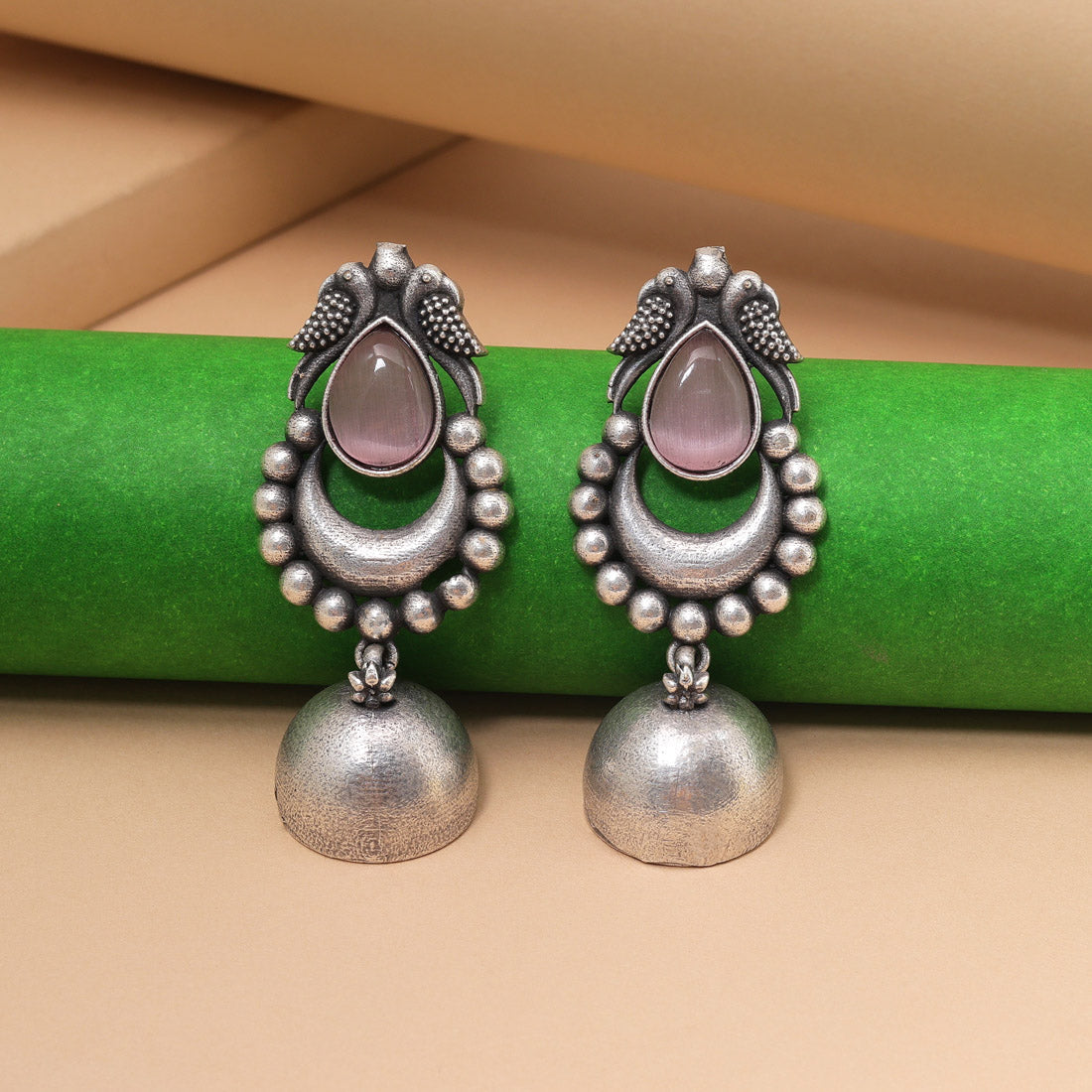 Pink Color Oxidised Fashion Earrings For Minimal Yet Bold Statement Look
