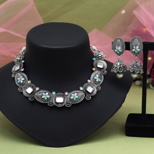 Multi Color Oxidised Necklace Set (GSN2072MLT)