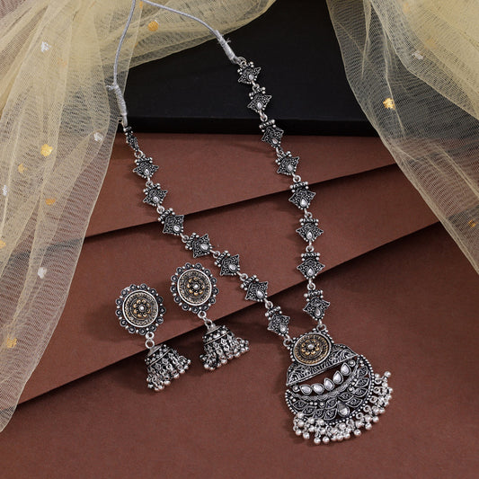 Gold & Silver Color Oxidised Necklace Set (GSN2078GS)