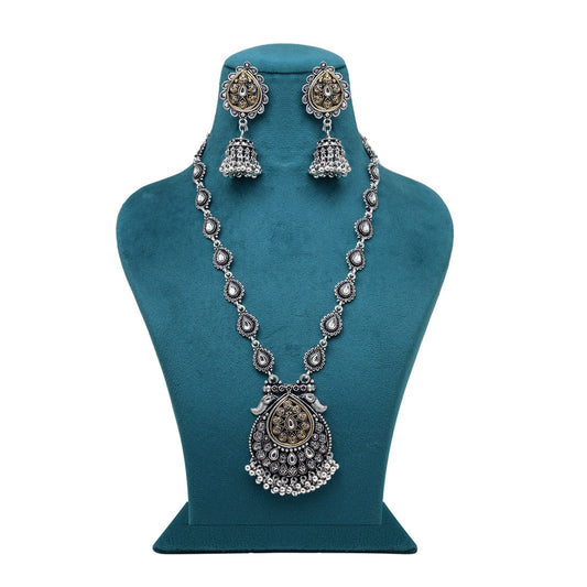 Gold & Silver Color Oxidised Necklace Set (GSN2079GS)