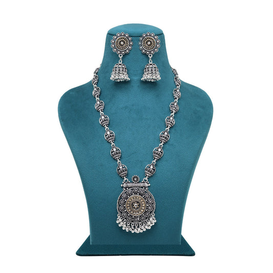 Gold & Silver Color Oxidised Necklace Set (GSN2081GS)