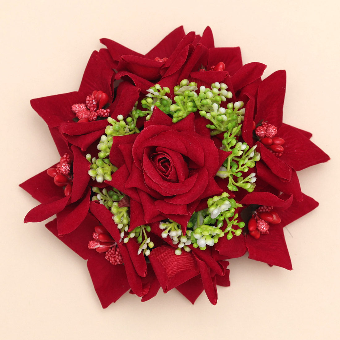 Red Color Rose Floral Hair Juda//Bun (HRP195RED)