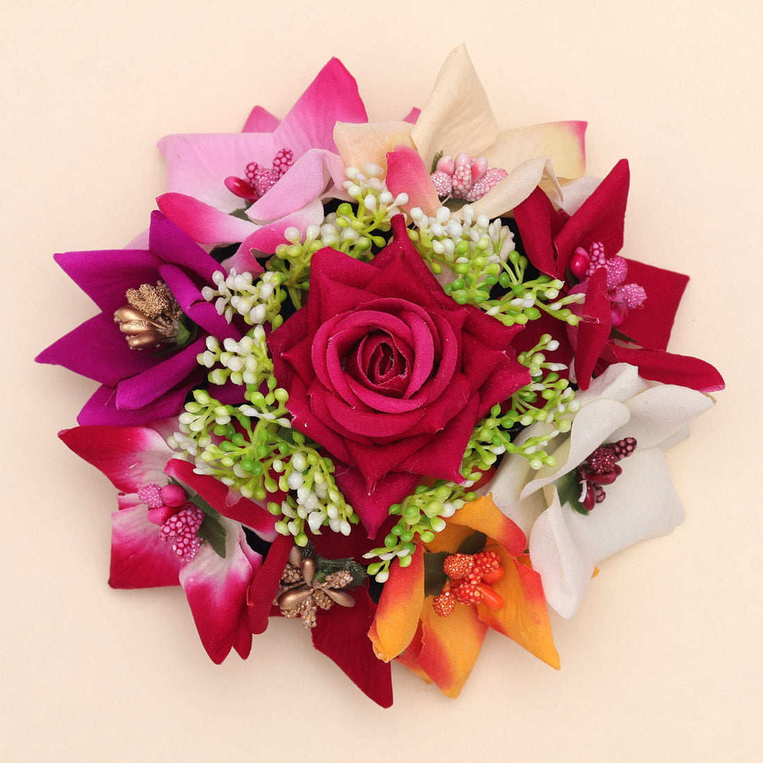 Multi Color Rose Floral Hair Juda//Bun (HRP197MLT)