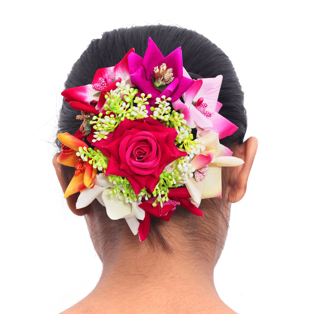 Multi Color Rose Floral Hair Juda//Bun (HRP197MLT)