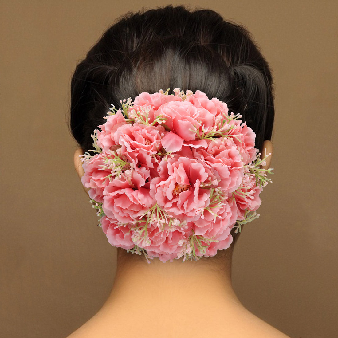 Pink Color Rose Flower Hair juda//Bun (HRP211PNK)