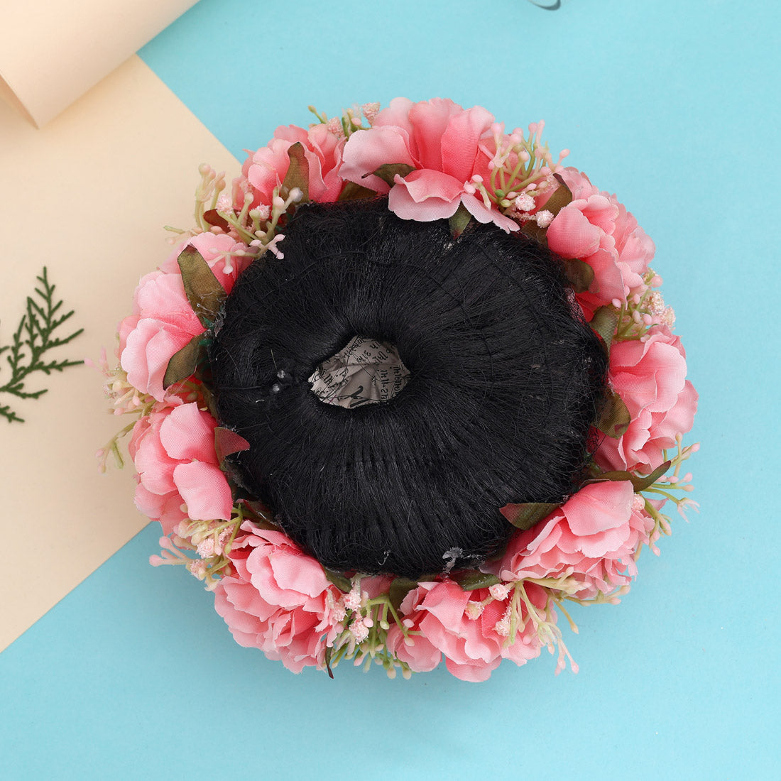 Pink Color Rose Flower Hair juda//Bun (HRP211PNK)