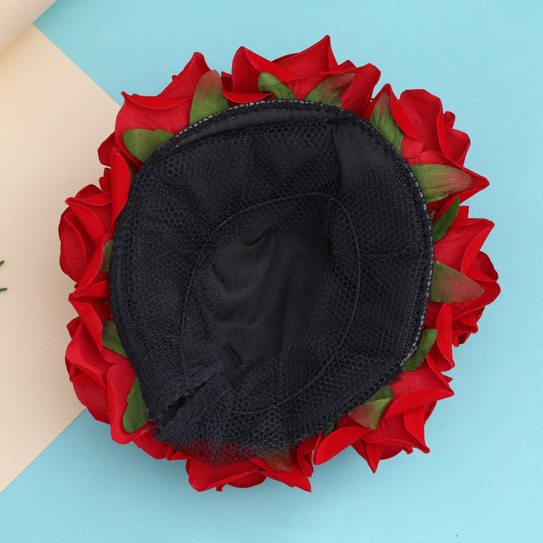 Red Color Rose Flower Hair juda//Bun (HRP212RED)