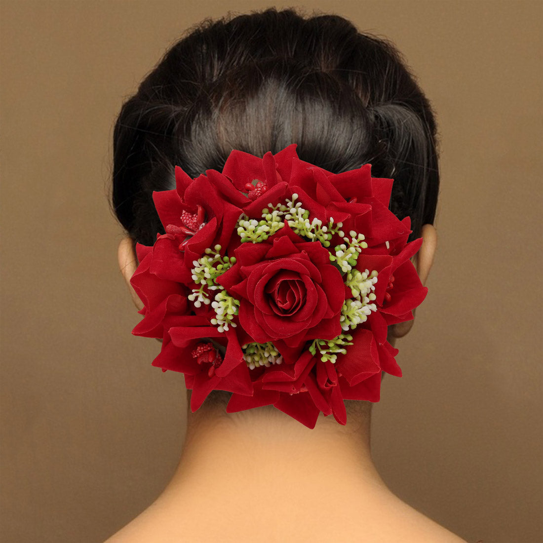 Maroon Color Rose Flower Hair juda//Bun (HRP215MRN)