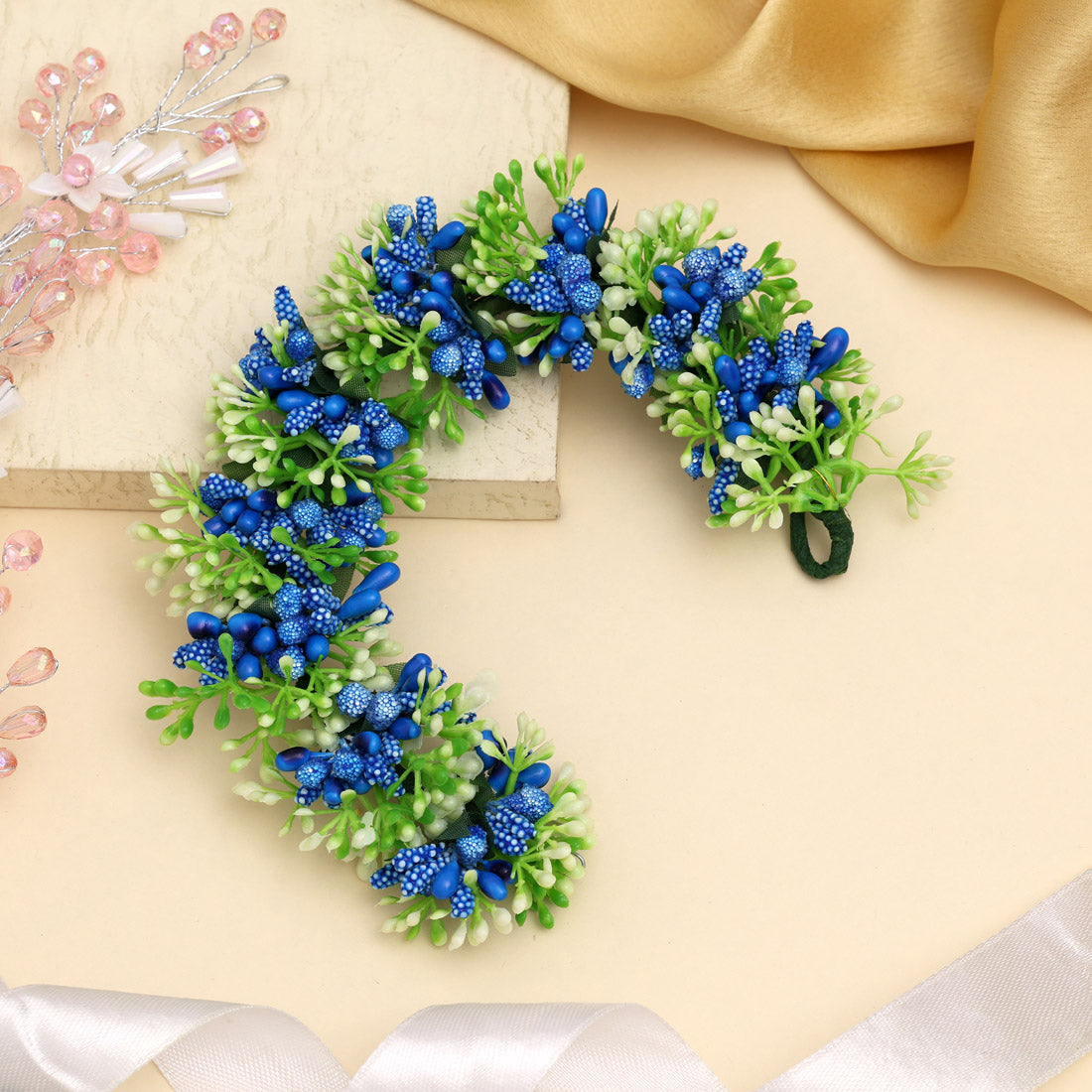 Blue Color Flower Gajra For Women Hair Pin (HRP221BLU)