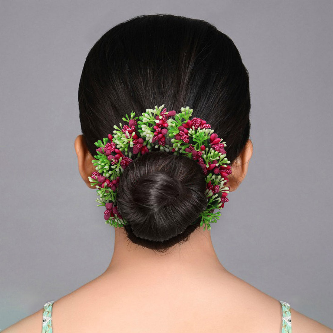 Rani Color Flower Gajra For Women Hair Pin (HRP221RNI)