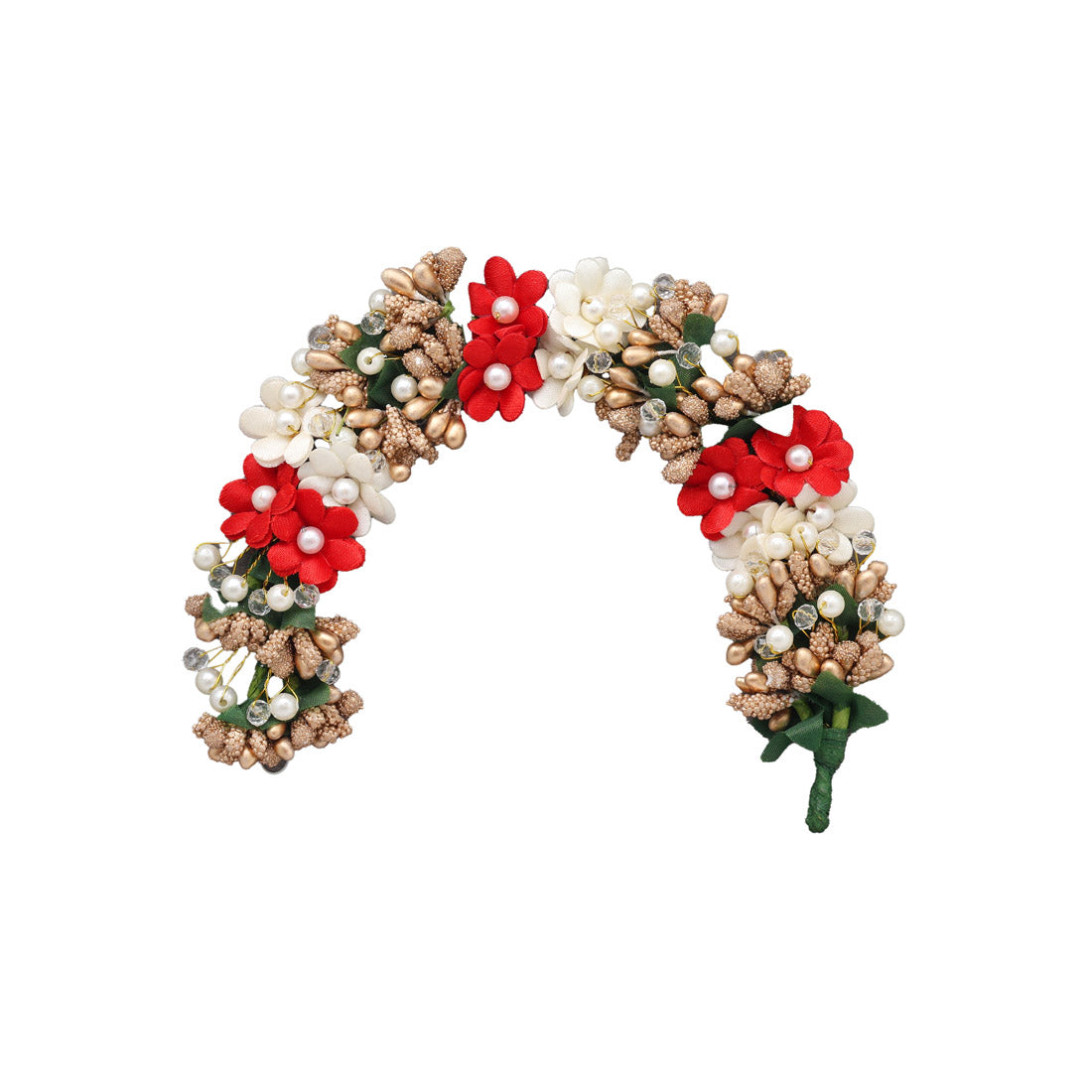 Red & White Color Flower Gajra For Women Hair Pin (HRP226REDWHT)
