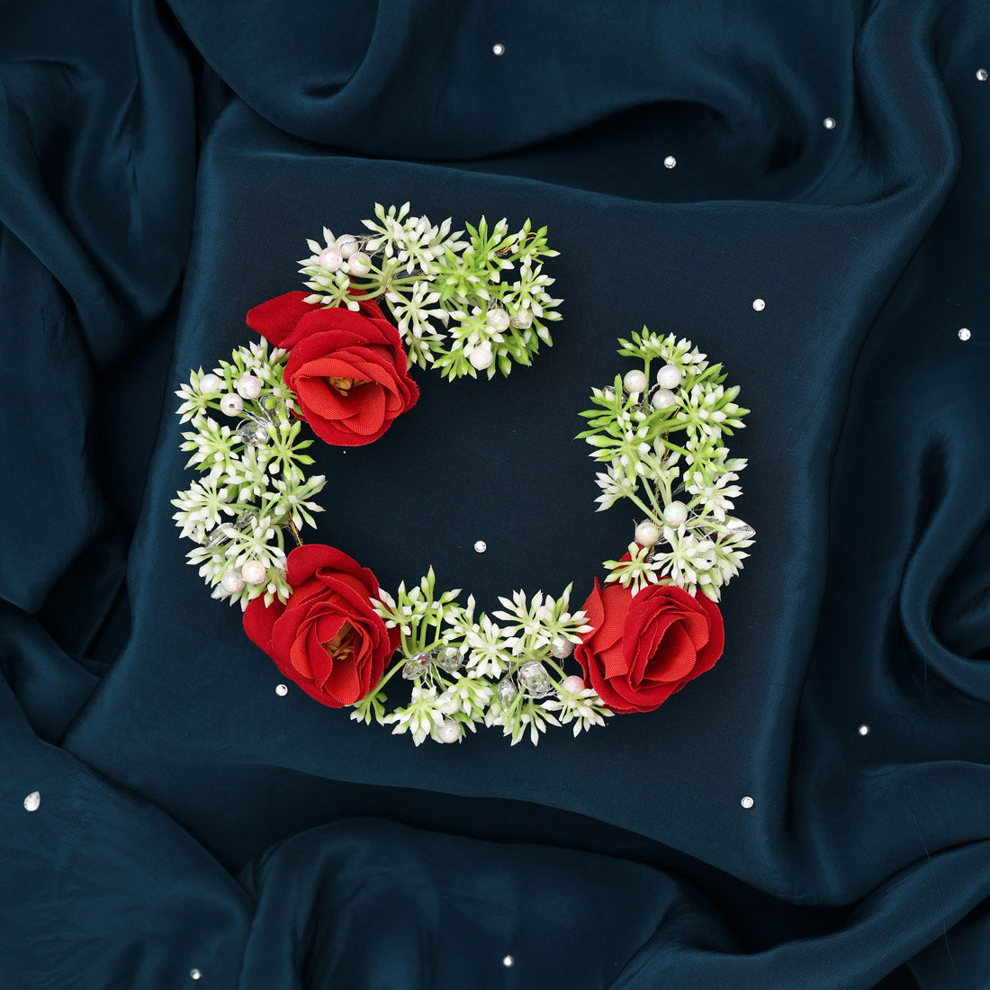 Red Color Rose Flower Gajra For Women Hair Pin (HRP227RED)