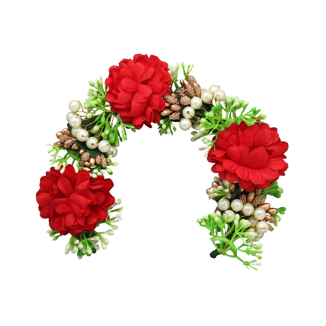 Red Color Rose Flower Gajra For Women Hair Pin (HRP228RED)